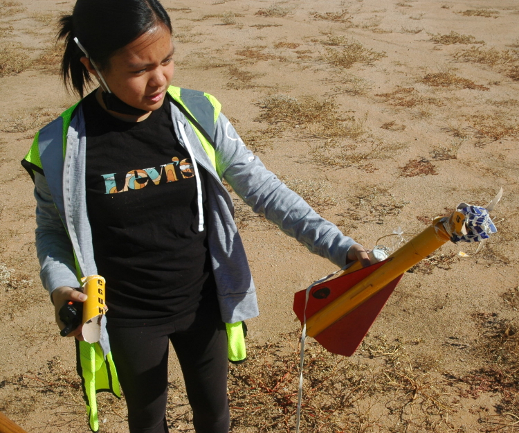 Sophia holds damaged rocket