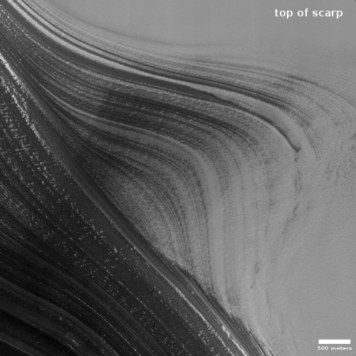 The scarp of the north pole icecap on Mars