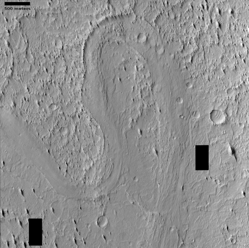 Broad U-Shaped meandering ridge on Mars