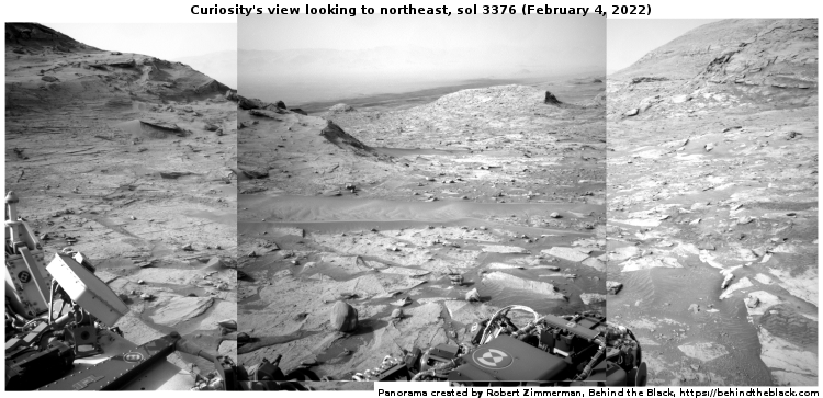 Curiosity's view looking to northeast, sol 3376 (February 4, 2022)