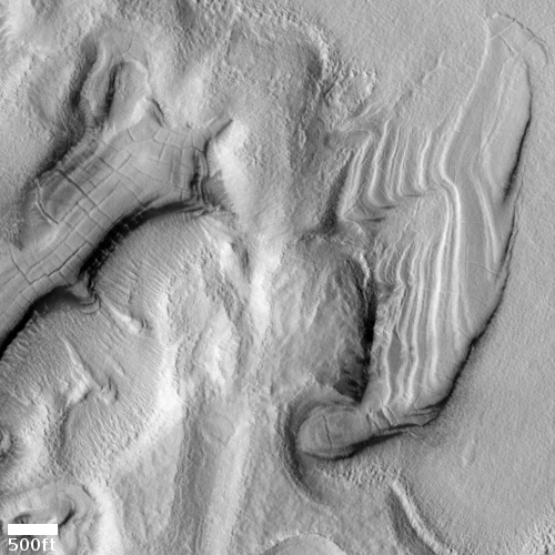 Close-up on layered glaciers