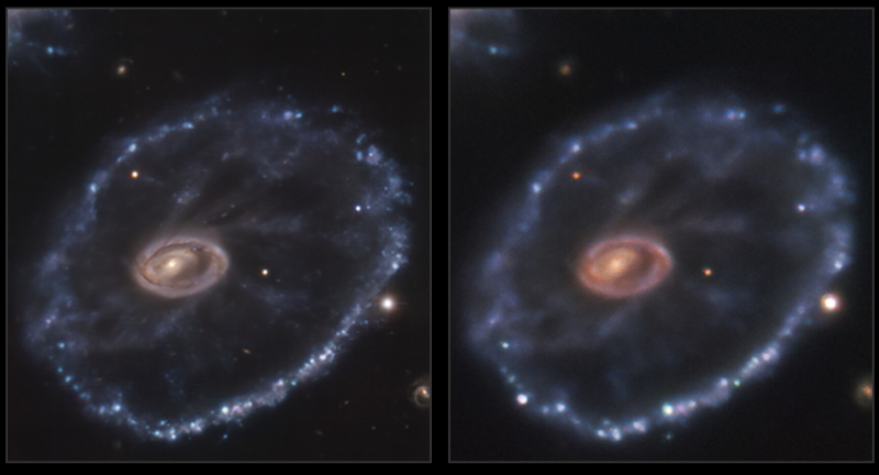 Cartwheel Galaxy, before and after supernova