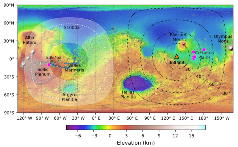 Figure 5: global map of located Martian quakes