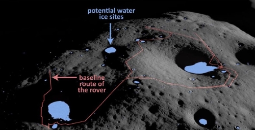 VIPER's planned route on the Moon