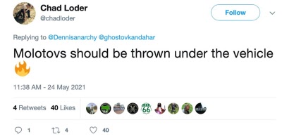 Chad Loder calling for murder on Twitter