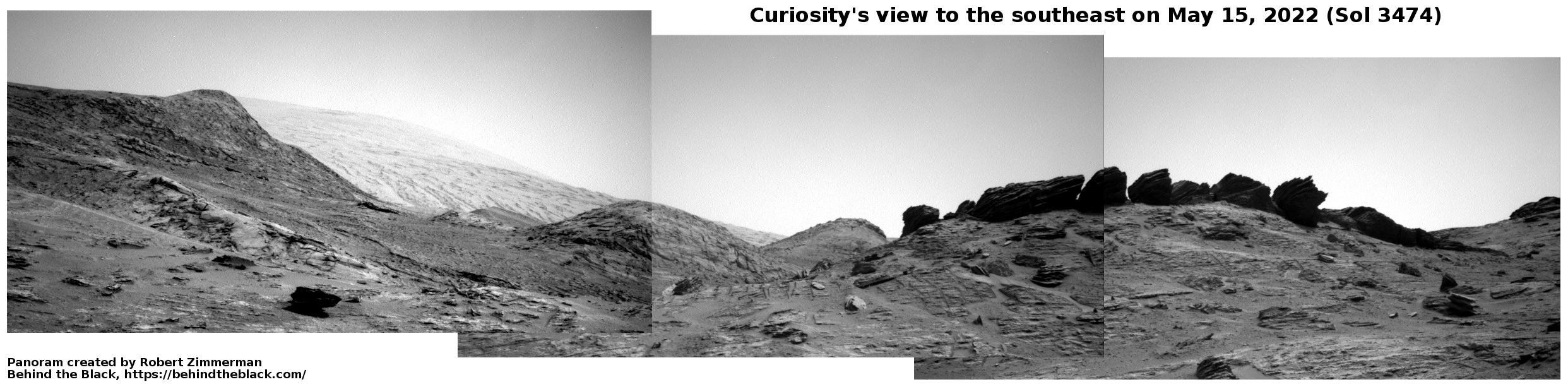 Curiosity's view to the southeast, May 15, 2022 (Sol 3474)