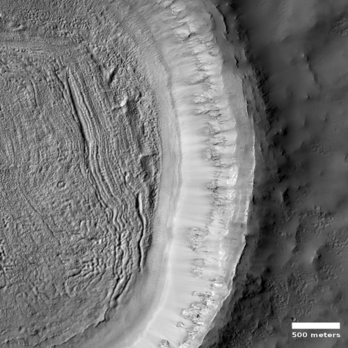 Glacial features in Mars crater