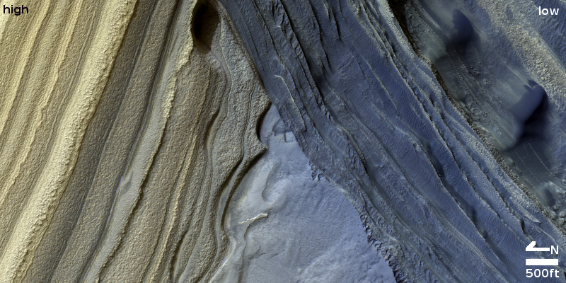 Colorful layers in the Martian north pole ice cap