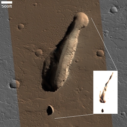 Elongated collapse pit on Mars