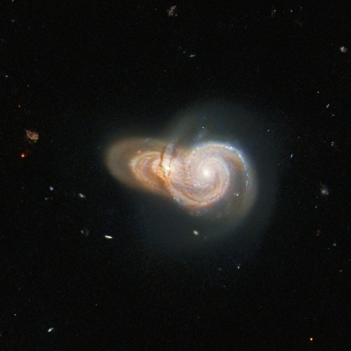 Overlapping galaxies, as seen by Hubble