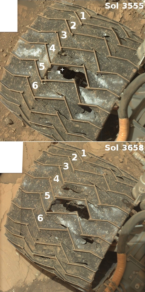 Comparison of one wheel on Curiosity