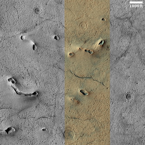 Burst lava bubbles on Mars