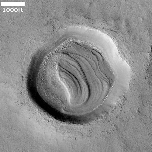 Terraced glaciers in Martian crater
