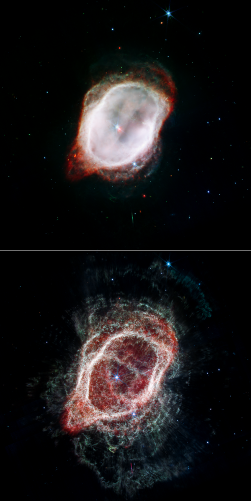 Two views of Southern Ring Nebula by Webb