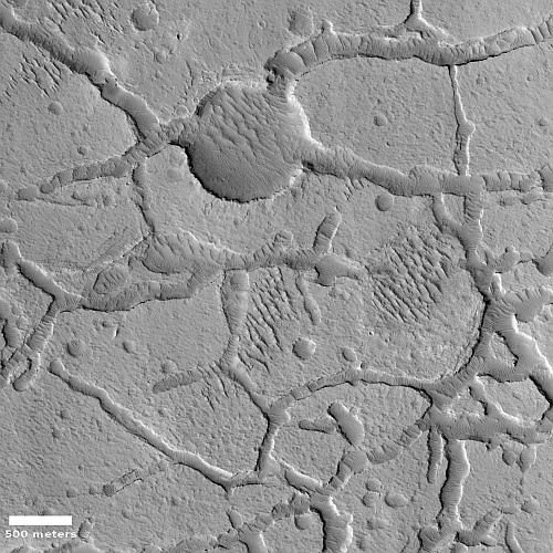 Cracked ash-filled fissures on Mars