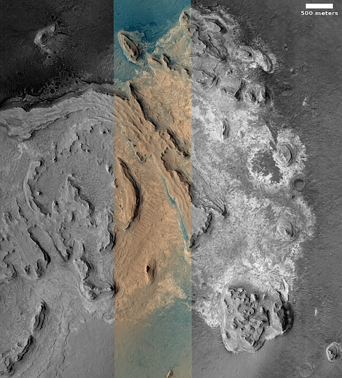 Terraced mesas on Mars