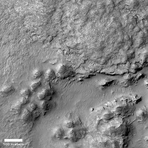Pit and surface in crater