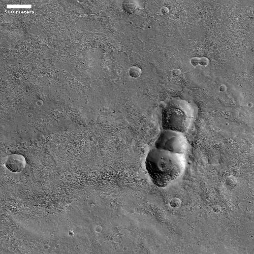 Triple crater on Mars