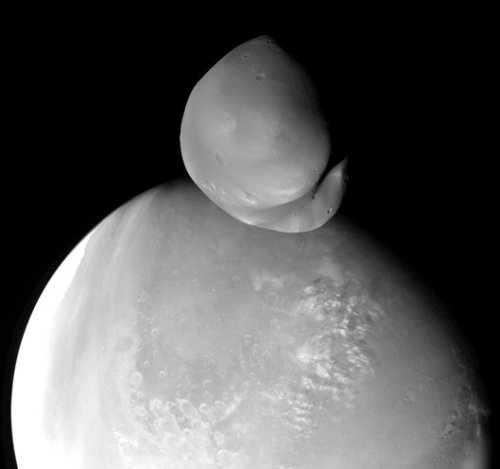 Deimos with Mars in the background