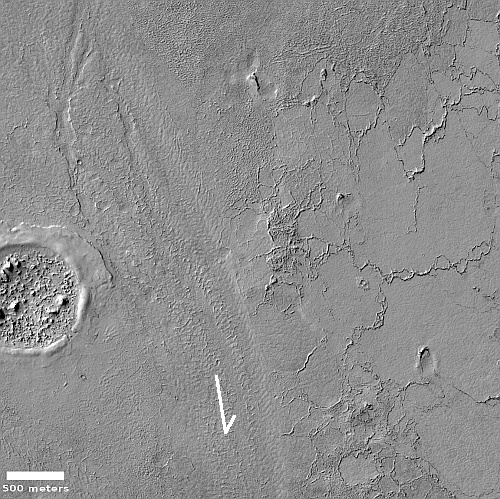 Rimstone dams in Mars' youngest lava deposit