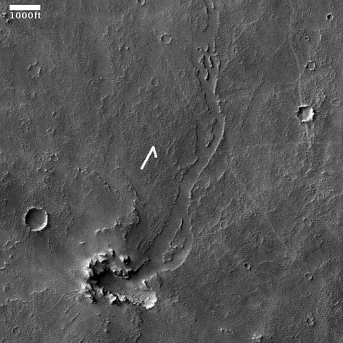 Ancient lava vent high on a Martian volcano