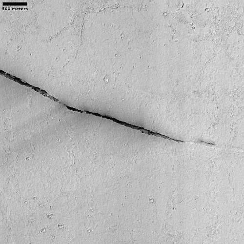 The very tip of a 1000-mile-long Martian crack