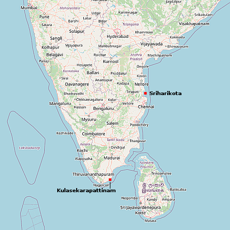 map of India's two spaceports