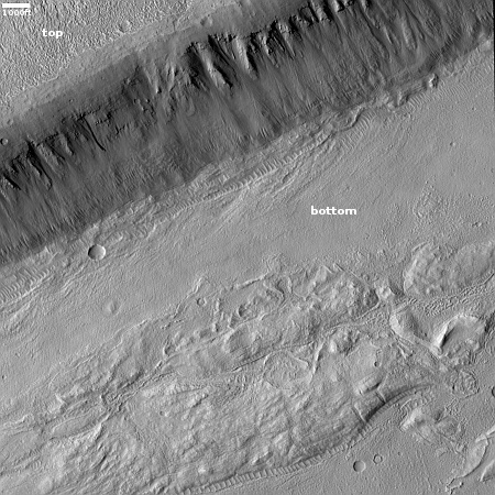 A close-up of the crack that splits Mars