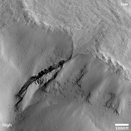 A gully in Mars' glacier country