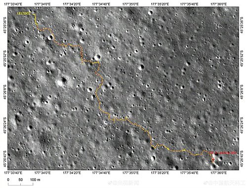 Map showing Yutu-2 full route on Moon