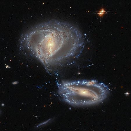 Three galaxies merging