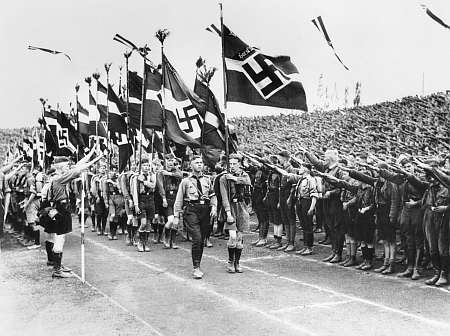 A Nazi youth rally, little different than today's pro-Hamas demonstrations