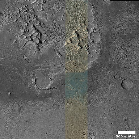 A cluster of strange terrain on Mars