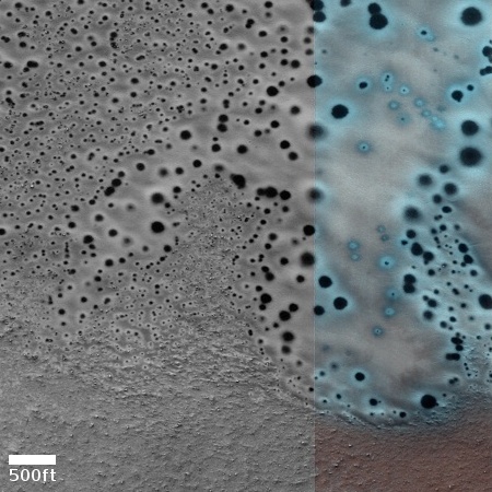 Martian dunes with splotches