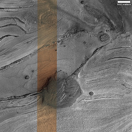 Taffy terrain in Hellas Basin on Mars