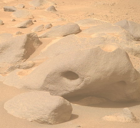 A Martian rock with holes