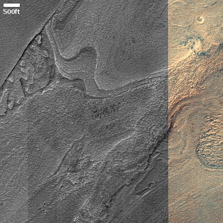 Taffy terrain in Mars' death valley
