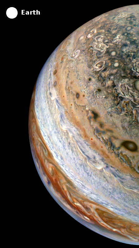 Jupiter as seen by Juno on May 12, 2024