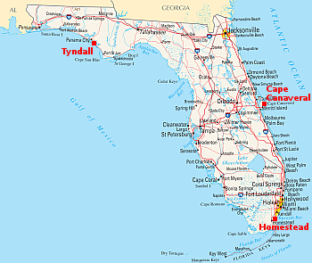 Map of potential Florida spaceports