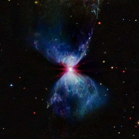 Hourglass nebula as seen in infrared by Webb
