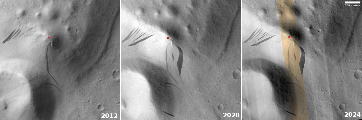 Changing slope streaks on Mars