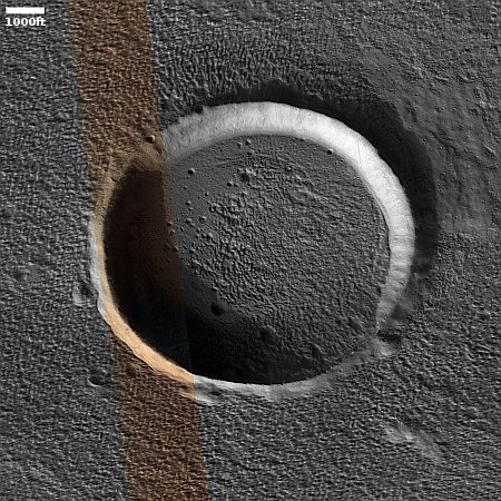 Evidence of Martian near-surface ice in an unusual location