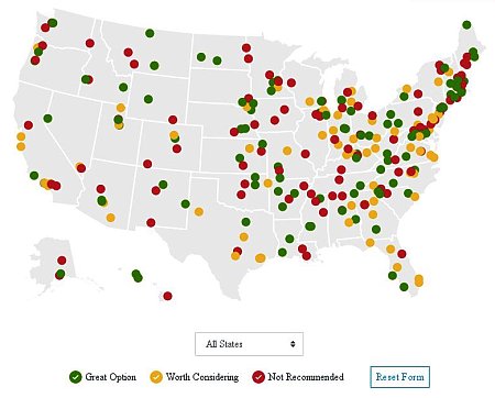 Heritage map of good and bad colleges