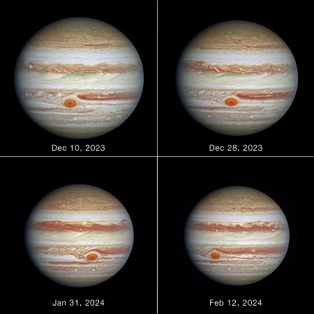 Jupiter as seen by Hubble over time