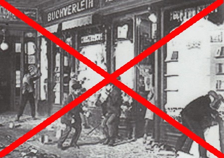 Nazi brown shirts destroying Jewish businesses on Kristallnacht