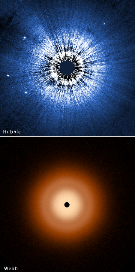 Hubble and Webb images of Vega's accretion disk