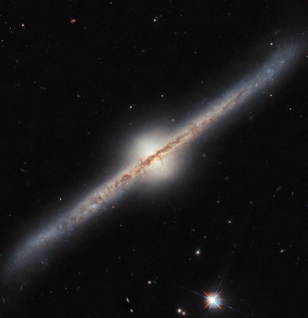 A spiral galaxy seen from the side