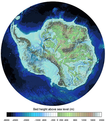 Map of Antarctica's estimated land mass