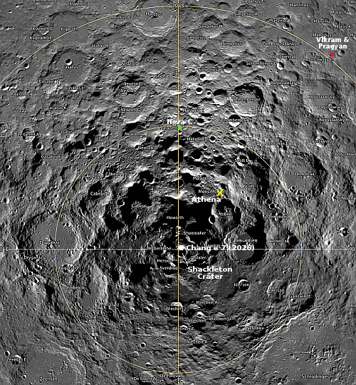 Athena's landing site 100 miles from the Moon's south pole