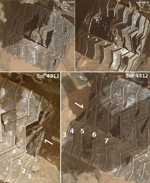 Increased wheel damage on Curiosity